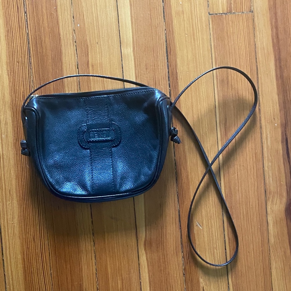 Vintage 80s FENDI Black Leather Crossbody Bag